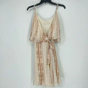 The Jetset Diaries Dress Women's Sz XS Brown Halcyon Floral Sleeveless Wrap Mini